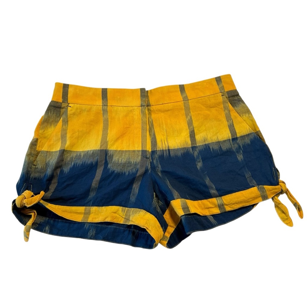 LOFT Golden Yellow and Navy Blue Tie Cotton Shorts